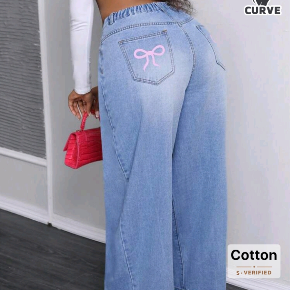 Women's Blue Jeans with Pink Detail